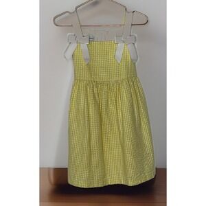 Bonnie Jean Girls Summer Dress 4T Bow Yellow Gingham And Seersucker Tie Back